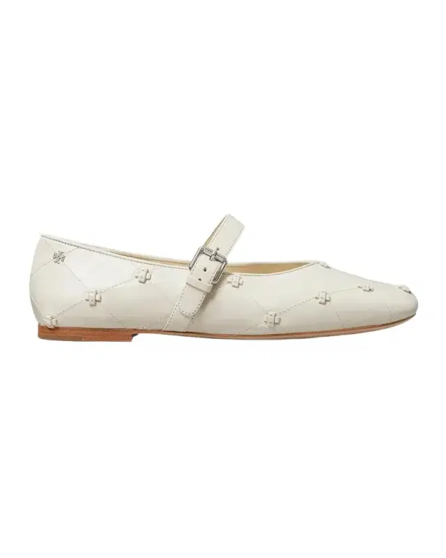 Bunny Knot Leather Mary Jane Ballerina Flats