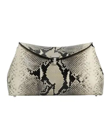 TOTEME T-Lock Python-Print Leather Clutch Bag | Thumbnail 1 TOTEME T-Lock Python-Print Leather Clutch Bag | Thumbnail 1