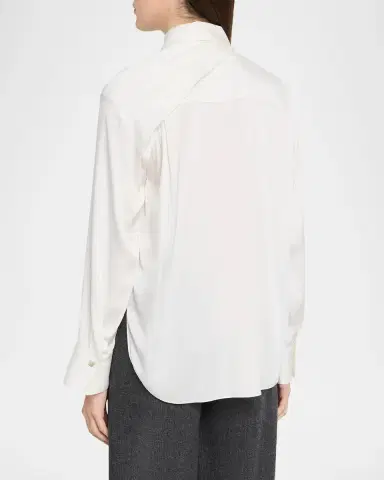 Vince Draped Scarf Silk-Blend Shirt | Thumbnail 3 Vince Draped Scarf Silk-Blend Shirt | Thumbnail 3