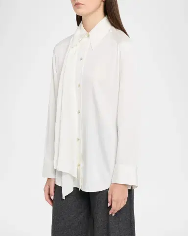 Vince Draped Scarf Silk-Blend Shirt | Thumbnail 4 Vince Draped Scarf Silk-Blend Shirt | Thumbnail 4