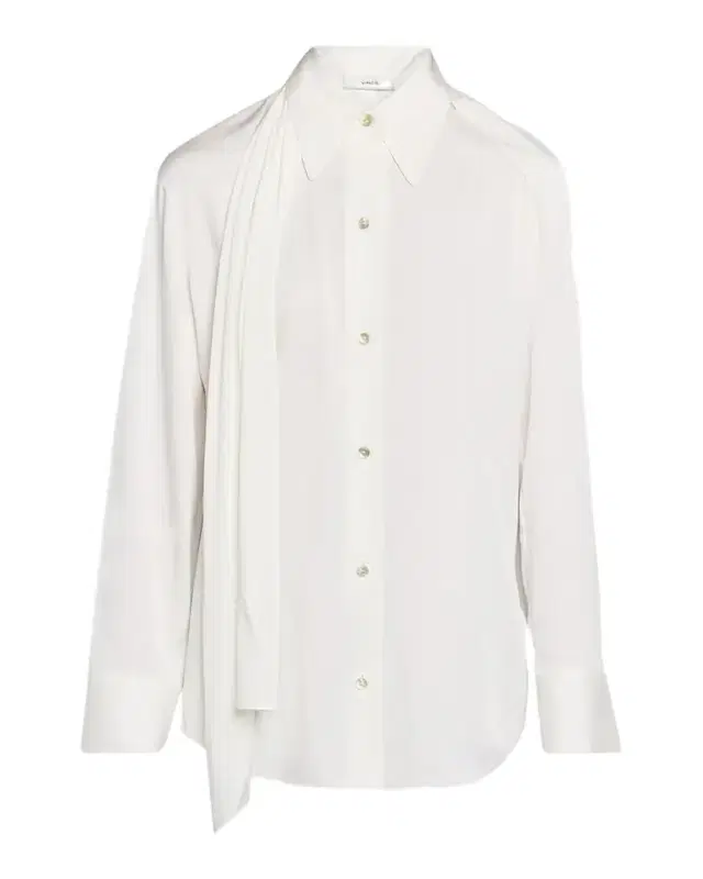 Draped Scarf Silk-Blend Shirt