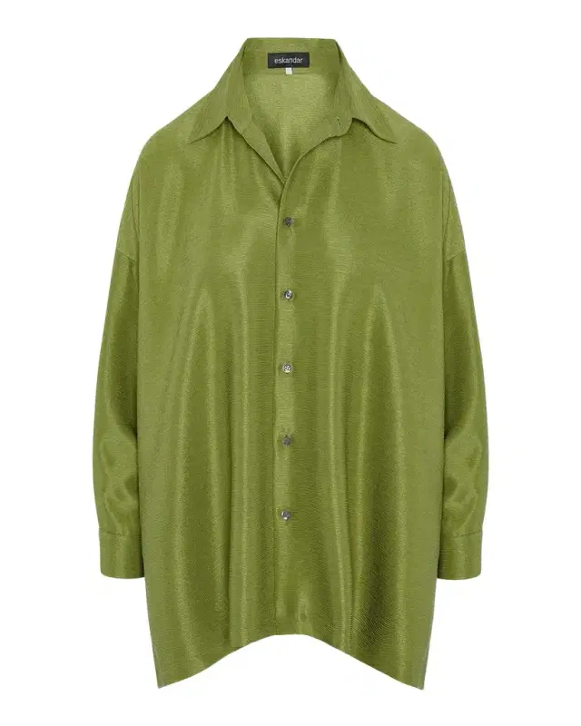 Eskandar Wide A-Line Shirt With collar - Long Length