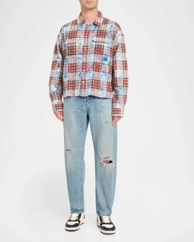 PURPLE Plaid Embellished Cotton Shirt | Thumbnail 2