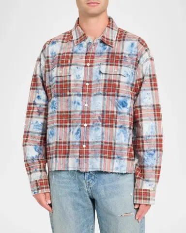 PURPLE Plaid Embellished Cotton Shirt | Thumbnail 4