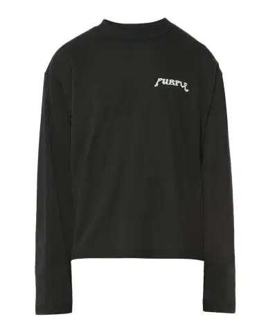 PURPLE Printed Cotton Crop Long-Sleeve T-Shirt | Thumbnail 1