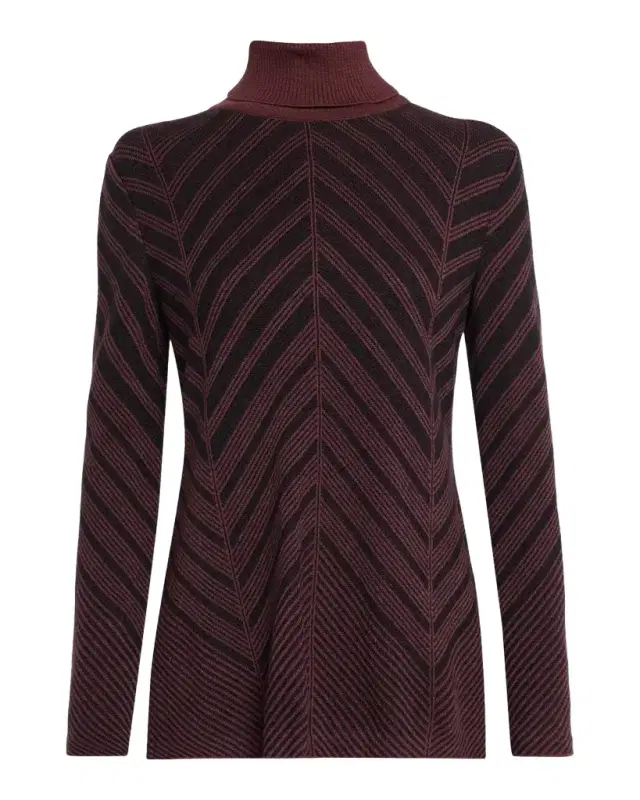 Chevron Turtleneck Knit Tunic Sweater