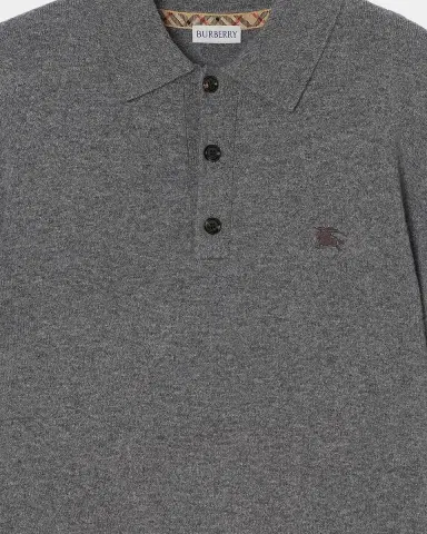 Burberry Men's Carson EKD Cashmere-Blend Polo Shirt | Thumbnail 2 Burberry Men's Carson EKD Cashmere-Blend Polo Shirt | Thumbnail 2