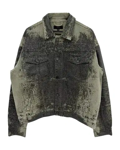 PURPLE Men's Trompe L Oeil Crystal Denim Jacket | Thumbnail 1