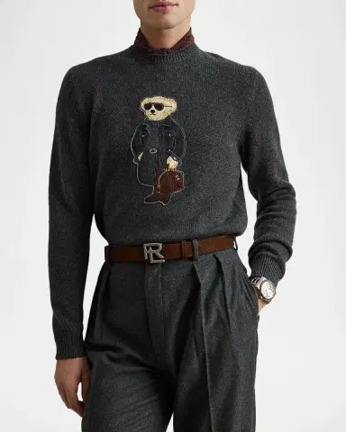 Ralph Lauren Purple Label Men's Polo Bear Cashmere Sweater | Thumbnail 4 Ralph Lauren Purple Label Men's Polo Bear Cashmere Sweater | Thumbnail 4