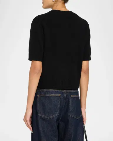 Theory Cashmere Short-Sleeved Crop Sweater | Thumbnail 3 Theory Cashmere Short-Sleeved Crop Sweater | Thumbnail 3