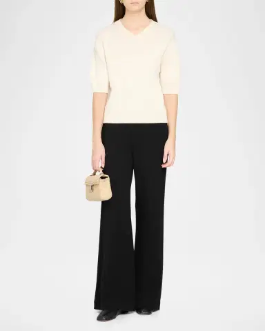 Theory Cashmere Short-Sleeved Crop Sweater | Thumbnail 2