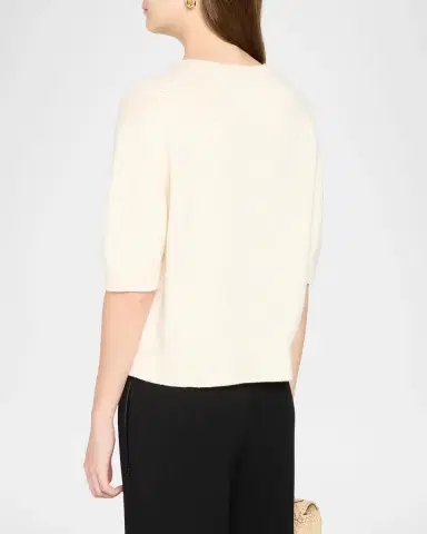 Theory Cashmere Short-Sleeved Crop Sweater | Thumbnail 3