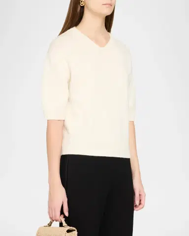 Theory Cashmere Short-Sleeved Crop Sweater | Thumbnail 4