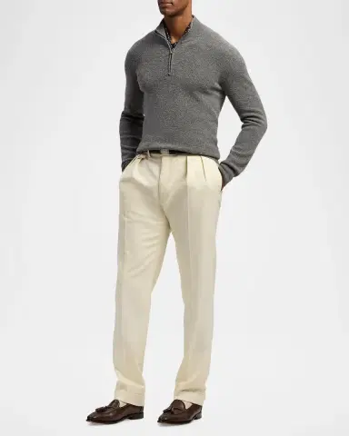 Ralph Lauren Purple Label Men's Textured Cashmere Quarter-Zip Sweater | Thumbnail 2 Ralph Lauren Purple Label Men's Textured Cashmere Quarter-Zip Sweater | Thumbnail 2