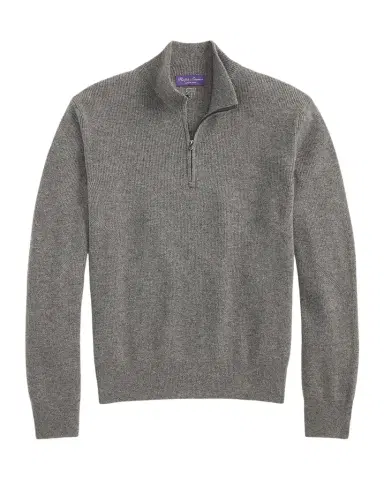 Ralph Lauren Purple Label Men's Textured Cashmere Quarter-Zip Sweater | Thumbnail 1 Ralph Lauren Purple Label Men's Textured Cashmere Quarter-Zip Sweater | Thumbnail 1