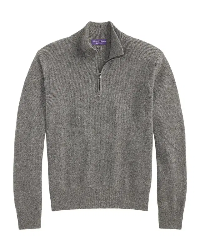 Ralph Lauren Purple Label Men's Textured Cashmere Quarter-Zip Sweater