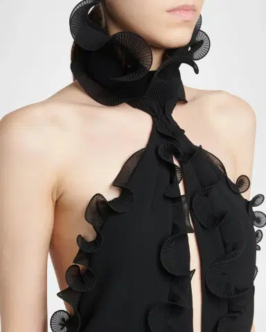Tom Ford Silk Crepe Ruffled Halter Evening Dress | Thumbnail 5