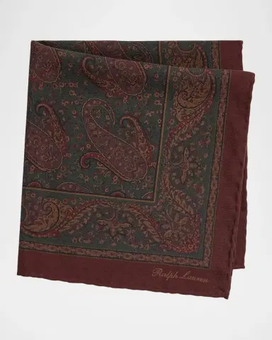 Ralph Lauren Purple Label Men's Paisley Silk Hand-Rolled Pocket Square | Thumbnail 3 Ralph Lauren Purple Label Men's Paisley Silk Hand-Rolled Pocket Square | Thumbnail 3