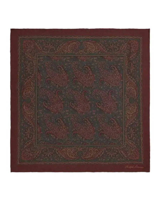 Ralph Lauren Purple Label Men's Paisley Silk Hand-Rolled Pocket Square