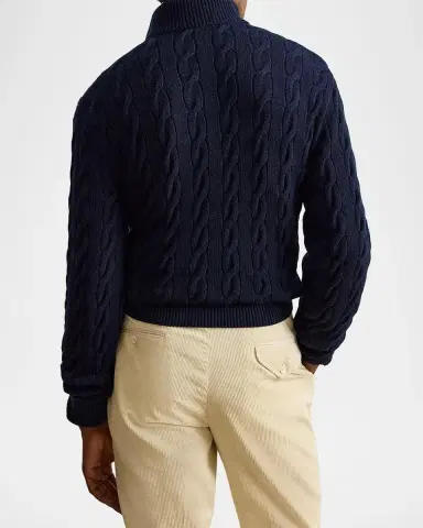 Ralph Lauren Purple Label Men's Cable-Knit Cashmere Mockneck Sweater | Thumbnail 3 Ralph Lauren Purple Label Men's Cable-Knit Cashmere Mockneck Sweater | Thumbnail 3