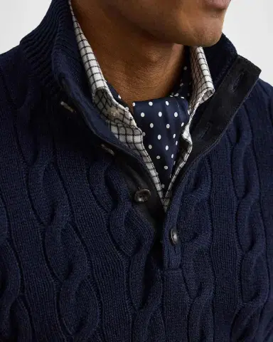 Ralph Lauren Purple Label Men's Cable-Knit Cashmere Mockneck Sweater | Thumbnail 5 Ralph Lauren Purple Label Men's Cable-Knit Cashmere Mockneck Sweater | Thumbnail 5
