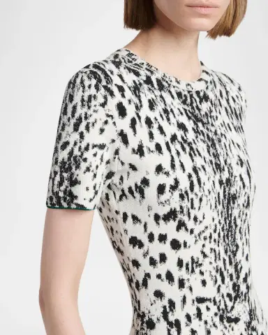 Tom Ford Lynx Jacquard Compact Knit Short-Sleeve Midi Dress | Thumbnail 5