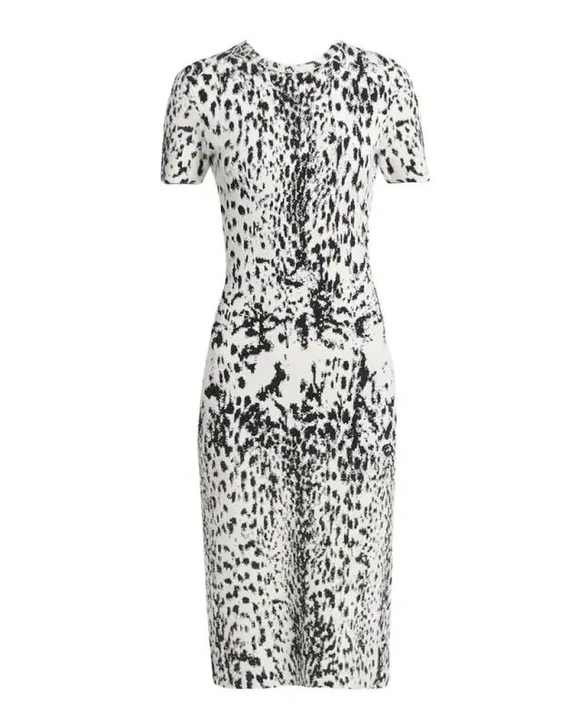 Tom Ford Lynx Jacquard Compact Knit Short-Sleeve Midi Dress