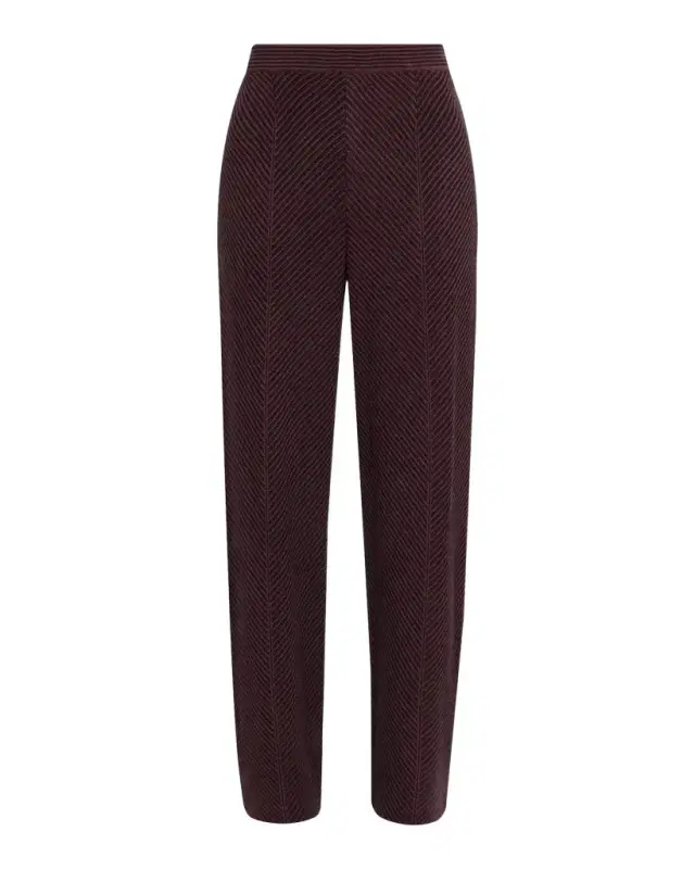 Misook Chevron Knit Paneled Straight-Leg Pants