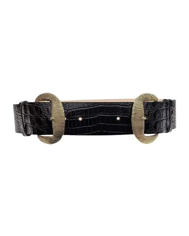 L'Agence Rooney Croc-Embossed Leather Belt