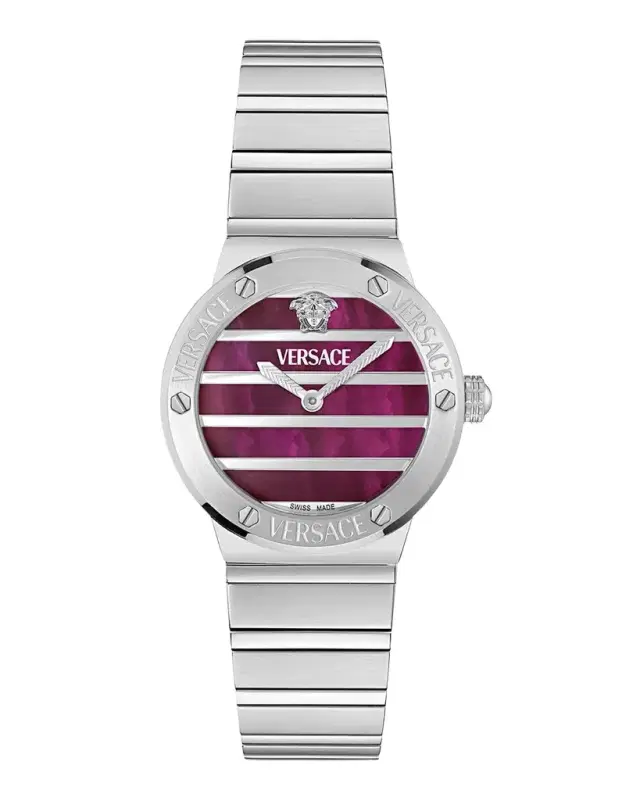 Versace Greca Logo Pearl 33mm Stainless Steel Bracelet Watch