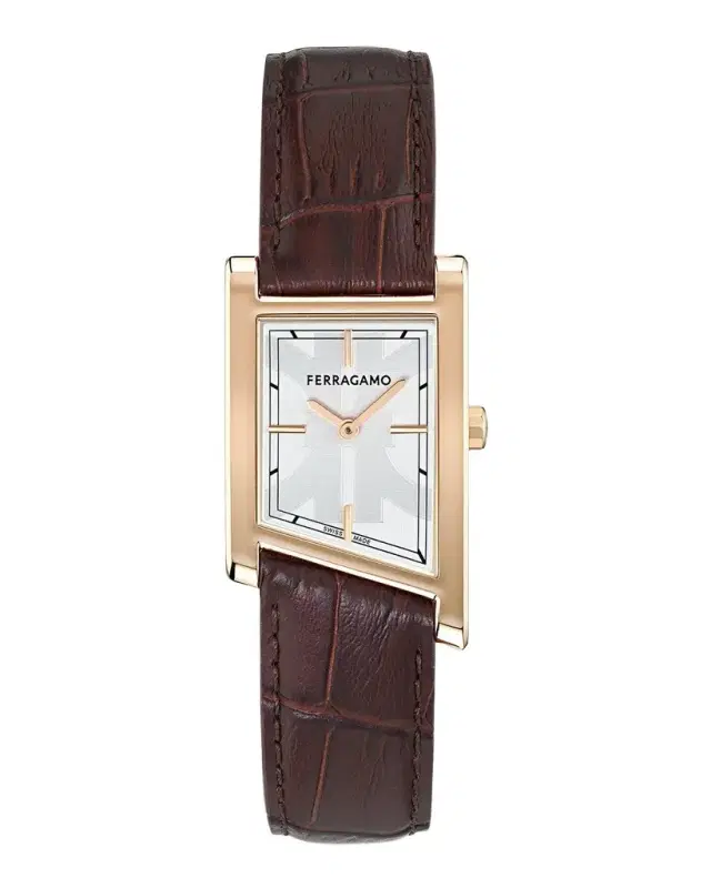 Ferragamo Men's Asymetrique 75x115 Leather-Strap Watch