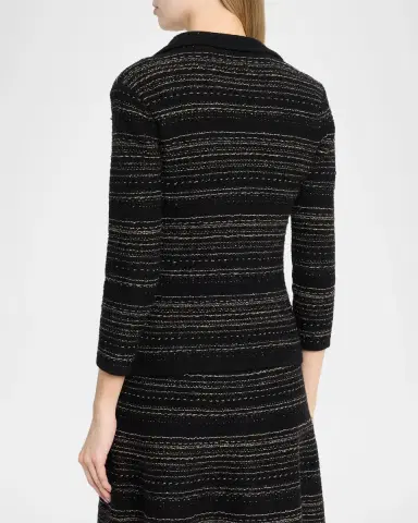 Rickie Freeman for Teri Jon Crochet Floral Applique Striped Knit Jacket | Thumbnail 3