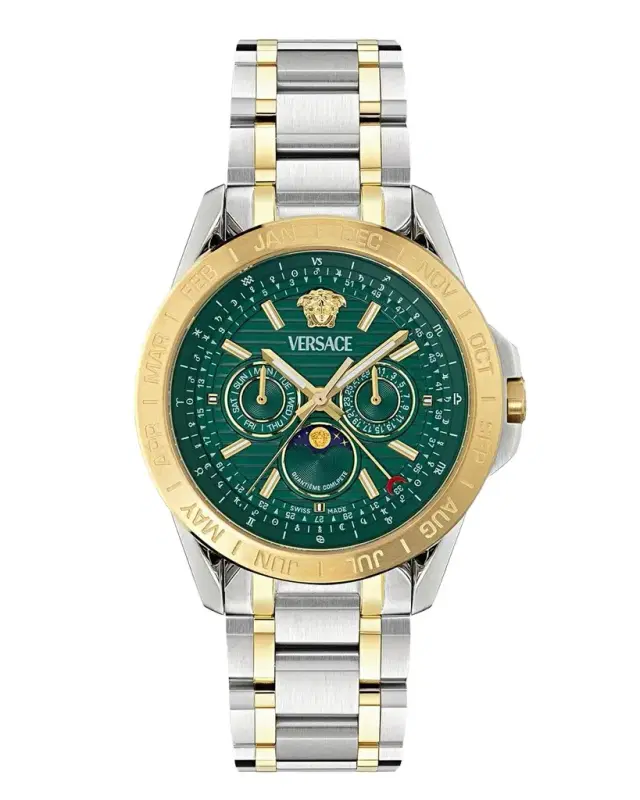 Versace Men's V-Galaxy Moonphase 43mm Two-Tone Bracelet Watch