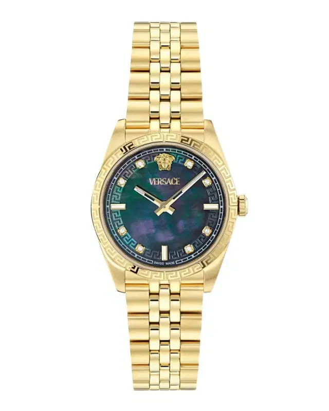 Versace Millenyium 32mm Diamond IP Yellow Gold Bracelet Watch