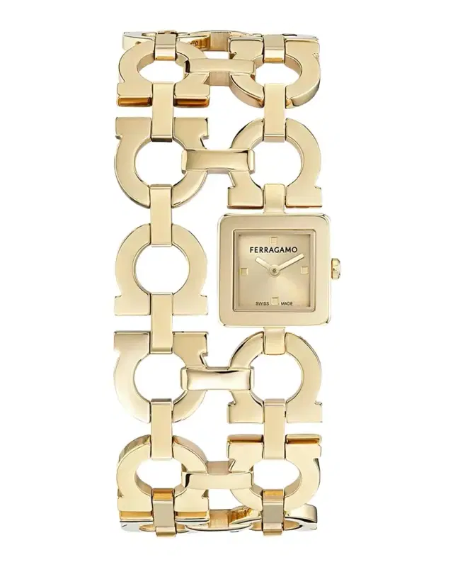 Ferragamo Double Gancini Catwalk IP Yellow Goldtone Stainless Steel Watch/19MM x 19MM