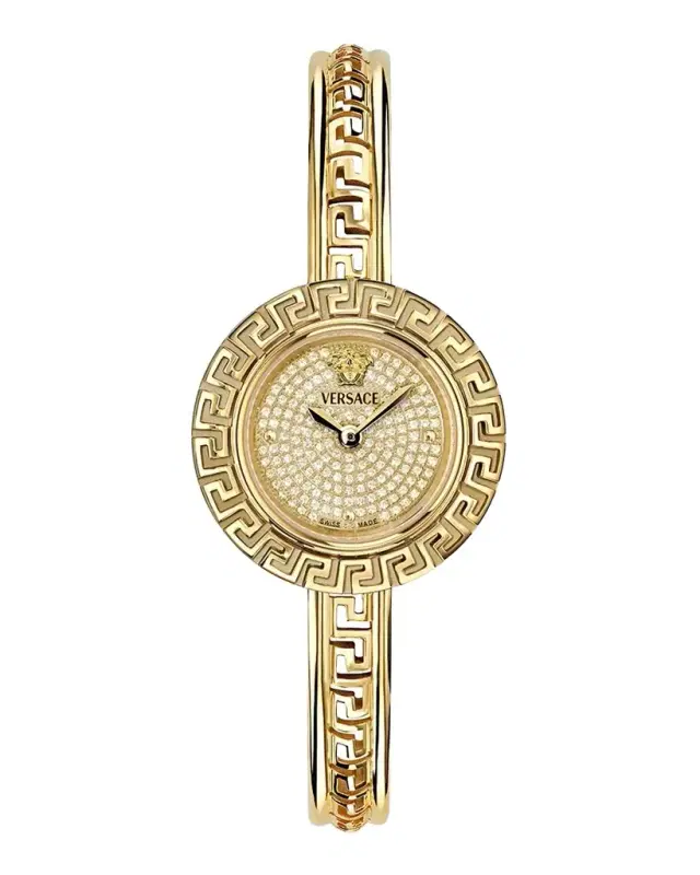 Versace Greca Pendant Diamond 28mm IP Yellow Gold Bracelet Watch
