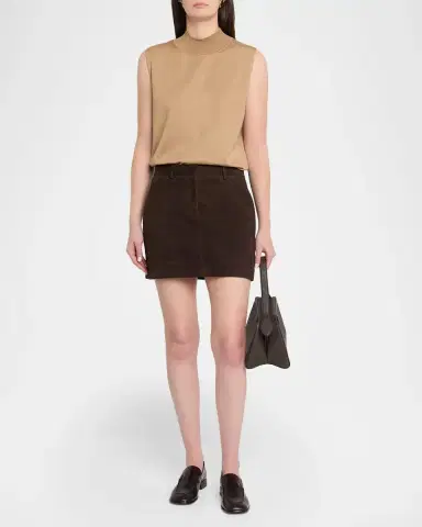 Theory Low-Rise Suede Mini Trouser Skirt | Thumbnail 2