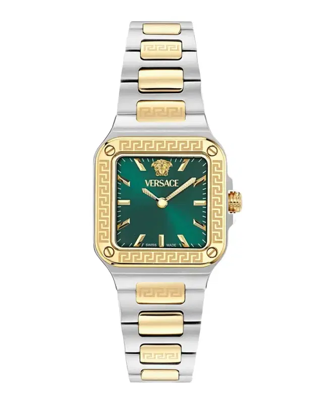 Versace Men's Greca Edge 30x30mm Two-Tone Bracelet Watch