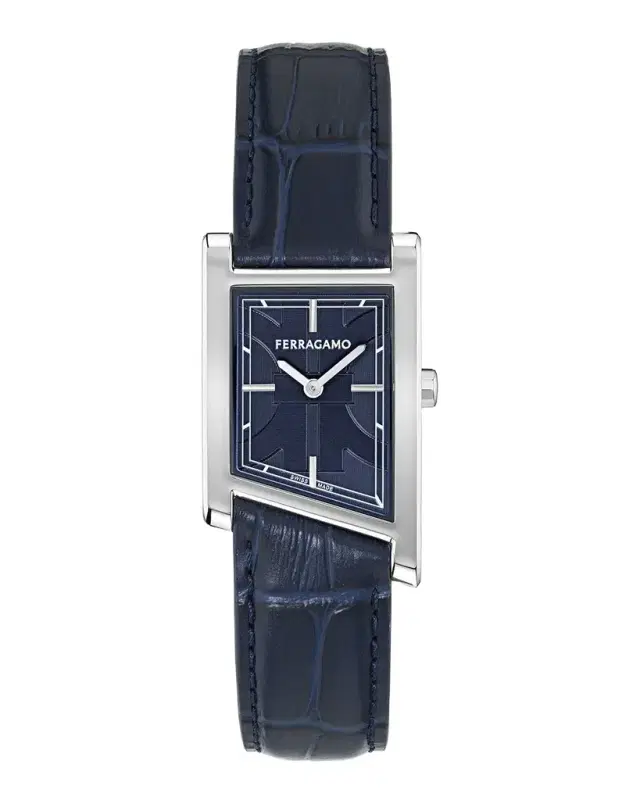 Ferragamo Men's Asymetrique 75x115 Leather-Strap Watch