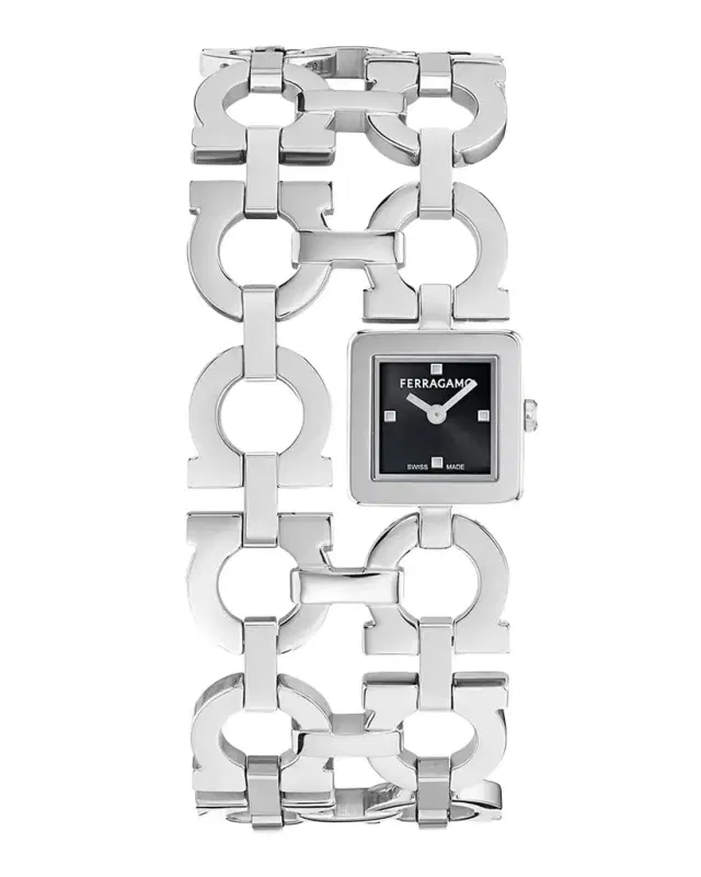 Ferragamo Double Gancini Catwalk 19mm Stainless Steel Bracelet Watch