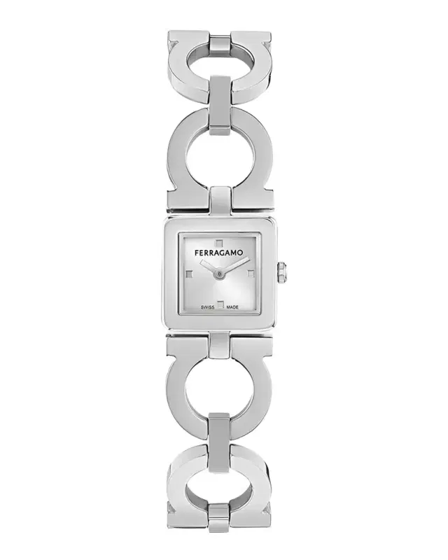 Ferragamo Double Gancini 19mm Stainless Steel Bracelet Watch