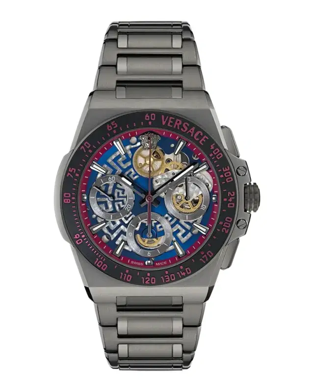Versace Men's Greca 43mm IP Gunmetal Extreme Chrono Skeleton Automatic Watch