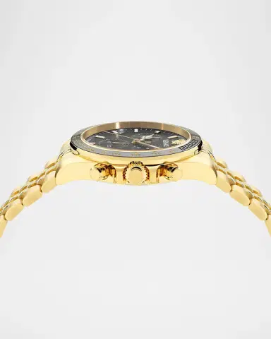 Versace Men's Greca Chrono Wave 43mm IP Yellow Gold Bracelet Watch | Thumbnail 3