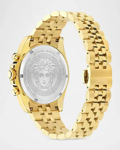 Versace Men's Greca Chrono Wave 43mm IP Yellow Gold Bracelet Watch | Thumbnail 4