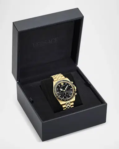 Versace Men's Greca Chrono Wave 43mm IP Yellow Gold Bracelet Watch | Thumbnail 5