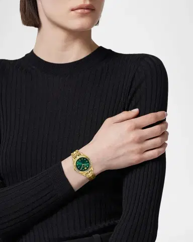 Versace Greca Time Diamond 30mm IP Yellow Gold Bracelet Watch | Thumbnail 2