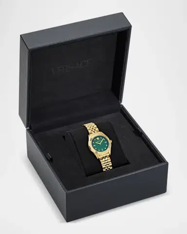 Versace Greca Time Diamond 30mm IP Yellow Gold Bracelet Watch | Thumbnail 5