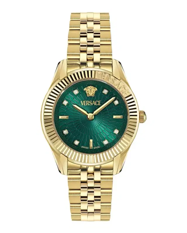 Greca Time Diamond 30mm IP Yellow Gold Bracelet Watch