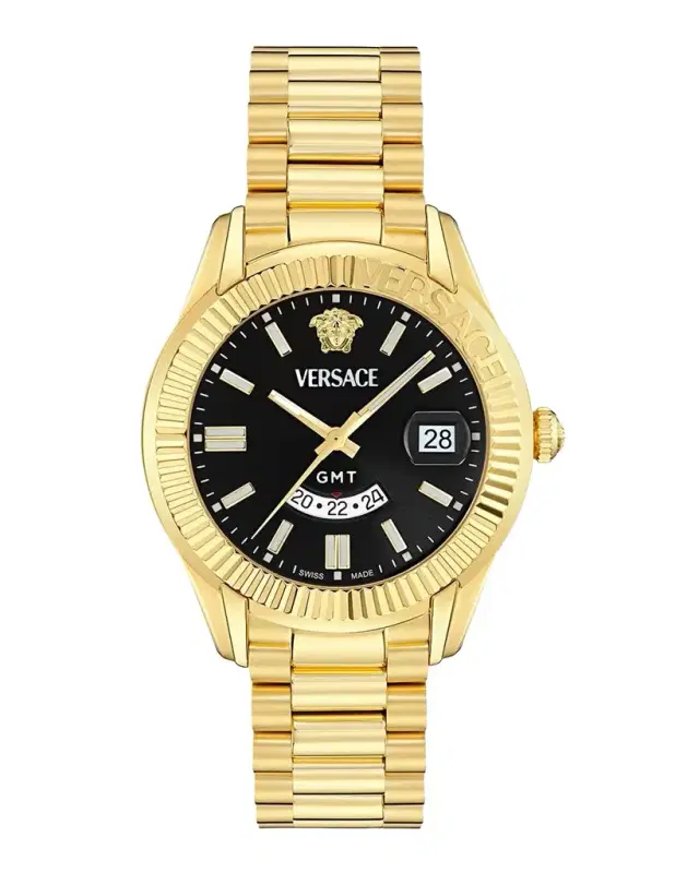 Versace Men's Apodis GMT 41mm IP Yellow Gold Bracelet Watch