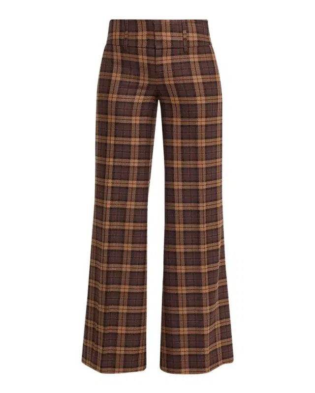 Alice + Olivia Olivia Plaid Low-Rise Wide-Leg Pants